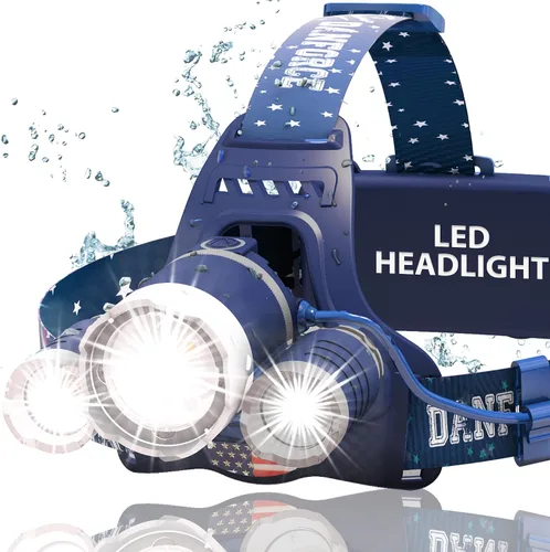 Vista 8 de DanForce Linterna frontal. Lámpara LED recargable por USB para la cabeza. Linterna frontal ultra brillante LUMINUS de 1080 lúmenes + luz roja.