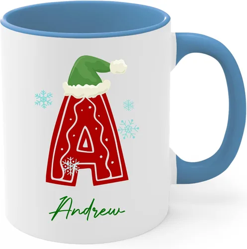 Vista 6 de Tazas de café con iniciales de Navidad 2025, taza con monograma, tazas de Navidad personalizadas con nombres, taza para niños, tazas de café, tazas