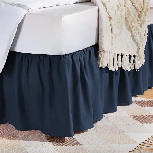 Vista 6 de Amazon Basics Rodapié ligero con volantes para cama, estilo clásico, suave y elegante, 100% microfibra con caída de 16 pulgadas (40.64 cm)