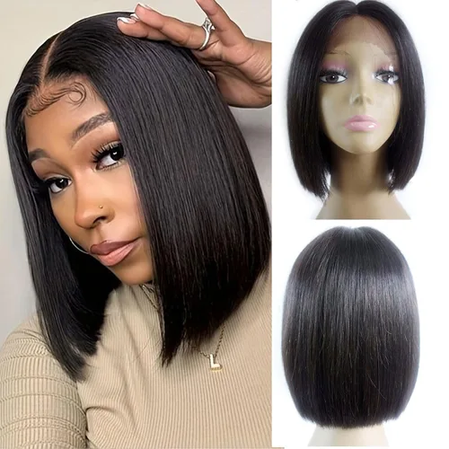 Vista 42 de Peluca de cabello humano rizado profundo de 12 pulgadas para mujeres negras, color natural Glueless T Part HD Curls Lace Front Wigs, Pre-Plucked