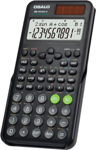 Vista 9 de OSALO Calculadora científica 252 funciones Pantalla escrita de 2 líneas y calculadoras solares de batería para estudiantes de secundaria (OS-82ES-2)