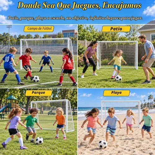 Vista 6 de Kids Soccer Goal, 12x6ft/8x6ft/6x4ft Steel Soccer Goals for Backyard Steel Goal for Kids 4–15, for Training and Match Play, Include HDPE Soccer Net