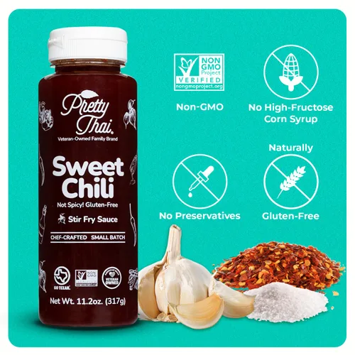 Vista 5 de Pretty Thai Salsa de chile dulce, sin gluten, sin OMG, auténtica, vegana, salteada, condimento para barbacoa, salsa de inmersión, condimento