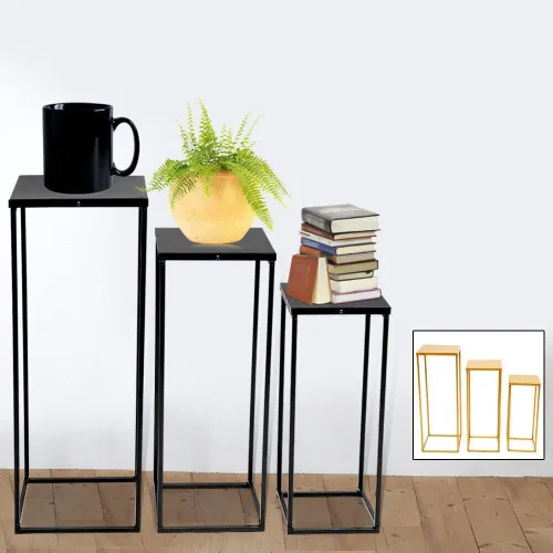 Vista 9 de 3 soportes altos para plantas para macetas, soporte de metal para plantas, jardín, boda, estante para plantas, soporte de exhibición para macetas
