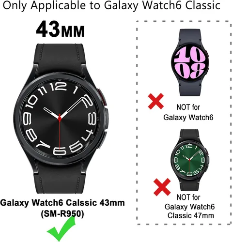 Vista 2 de Funda de reloj 2 en 1 para Samsung Galaxy Watch 6 Classic de 1.693 in (SM-R950), cubierta protectora de policarbonato con anillo bisel de diamantes