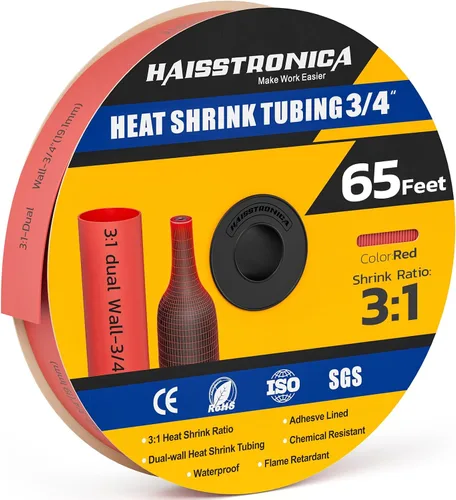 Vista 46 de haisstronica Tubo termorretráctil 3:1, relación de encogimiento, tubo termorretráctil de grado marino forrado con adhesivo para el hogar, automoción