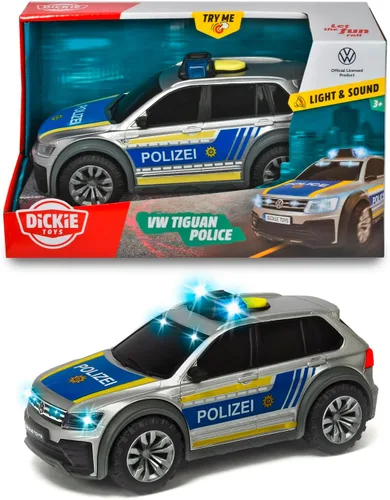 Vista 6 de DICKIE TOYS Volkswagen VW Tiguan R-Line – Coche de policía de 9.8 in con efectos de luz y sonido, SUV de policía, coche de juguete, para niños de 3