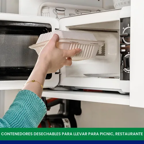 Vista 6 de Contenedores de alimentos para llevar con diseño de concha, [paquete de 75 unidades de 9 * 6 pulgadas], contenedores desechables para llevar, 100%