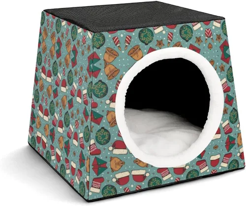 Vista 17 de Cama interior para gatos, sofá para gatos, cubo de gato impreso con almohada pequeña para gatitos, perros pequeños, bloques