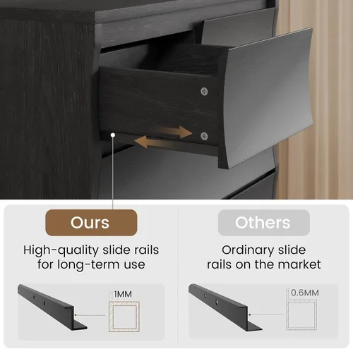 Vista 15 de Cómoda alta negra para dormitorio, cómoda de 61.1" de alto con 8 cajones, cómodas de madera y cómodas con cajones, organizadores de cajones Negro