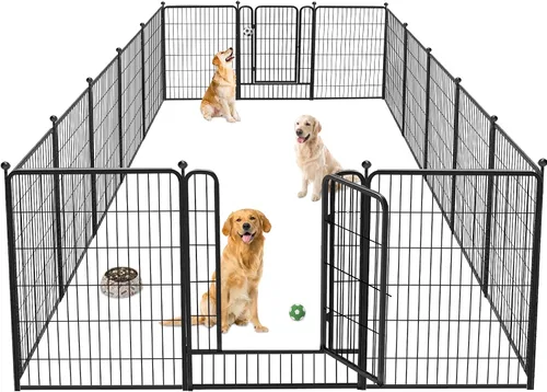 Vista 12 de Corralito para perros, 40 pulgadas, 8 paneles, valla para perros al aire libre, resistente, corral para perros grandes, medianos y pequeños, corral