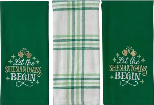 Vista 13 de Serafina Home Toallas de cocina de mano para invitados de baño irlandeses del día de San Patricio: suave y absorbente bordado, diseño de trébol