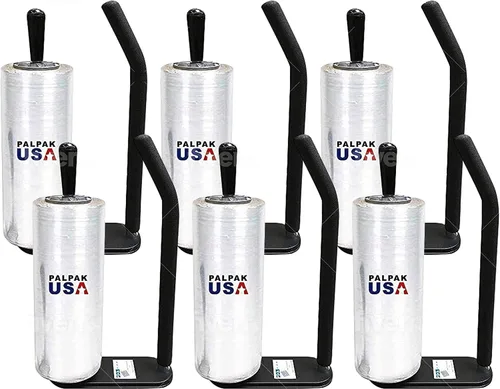 Vista 7 de 300 BACKSAVER - Dispensador de película elástica con mango extendido, resistencia industrial para envoltura de embalaje, capacidad para rollos de 14
