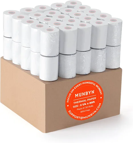 Vista 13 de MUNBYN 2 1/4" x 50' Papel Térmico para Recibos (5 Rollos), Papel de Recibo de 58mm Libre de BPA Se Adapta a Todas las Mini Impresoras Térmicas POS