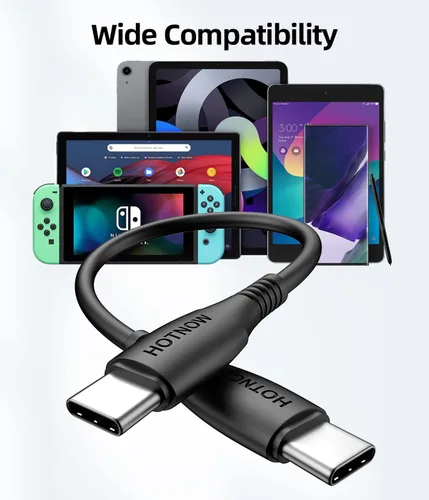 Vista 8 de Cable corto USB C a USB C de 0.5 pies, paquete de 3, cable de carga rápida