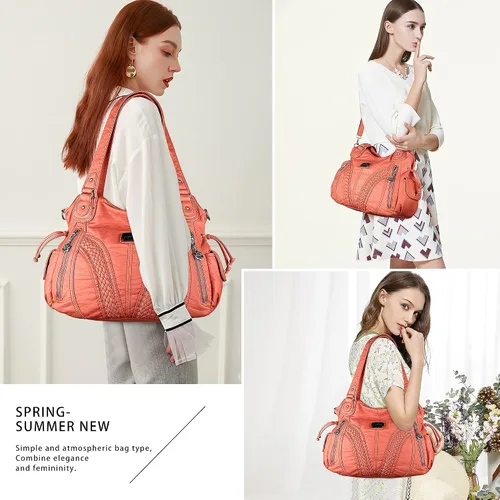 Vista 5 de Monederos y bolsos de mano de moda para mujer, bolsos de hombro con asa superior, bolsos de cuero sintético