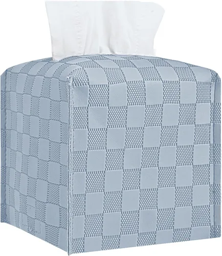Vista 16 de Cubierta de caja de pañuelos, Soporte de caja de pañuelos cuadrado, Organizador decorativo de pañuelos de cuero para baño, mesa y coche, 12.7 cm x