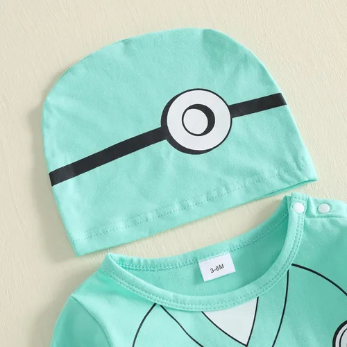 Vista 4 de Baby Halloween Costumes Long Sleeve Romper with Hat 0-24M Green