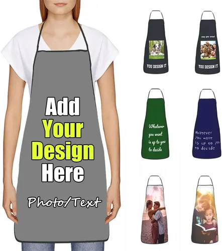 Vista 19 de Delantal Personalizado, Diseña Tu Propio Delantal de Cocina para Cocinar, Sube Tus Fotos Favoritas Logo, Añade Cualquier Nombre o Texto