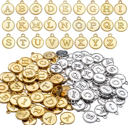 Vista 9 de Aylifu 156 dijes de letras del alfabeto A-Z, colgantes de letra mayúscula para collares, pulseras, joyas, manualidades, 6