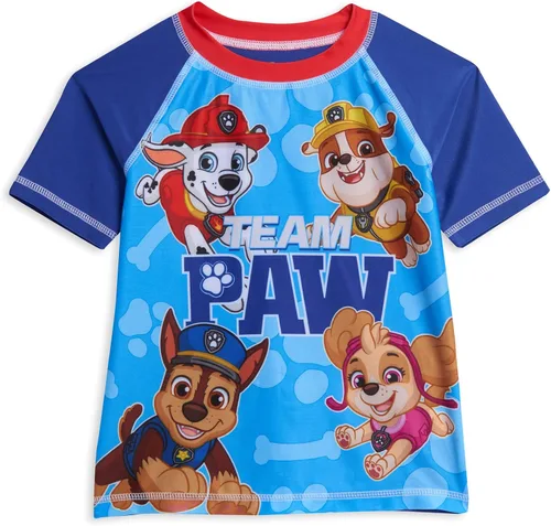 Vista 2 de Paw Patrol Rubble Marshall Chase Pullover Rash Guard and Swim Trunks Outfit Set Toddler to Little Kid