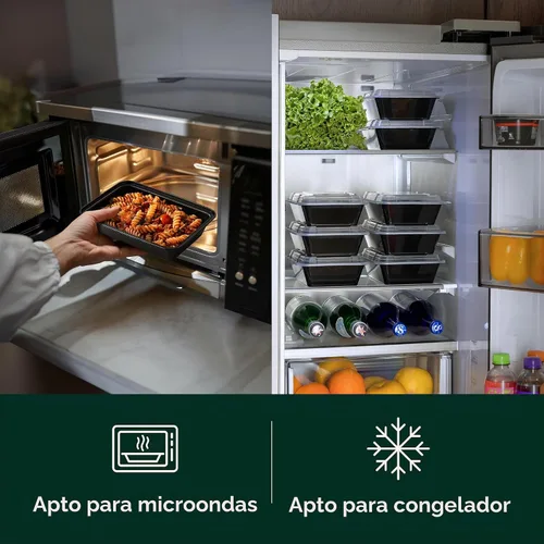 Vista 4 de Recipientes para comida preparada Enther 12 Pack 1 compartimento con tapa única, contenedores de almacenamiento de alimentos Bento, libres de BPA