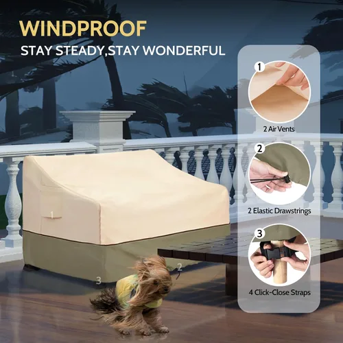 Vista 6 de COSFLY Fundas Impermeables para Sofás de Patio de Muebles de Exterior, Fundas para Sofás de Dos Plazas Exteriores que se Adaptan hasta 54A x 38P x