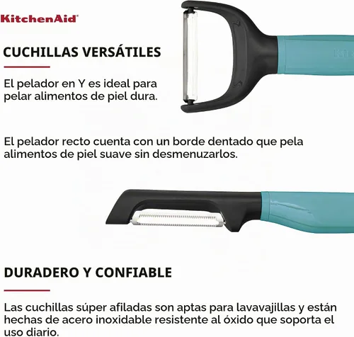 Vista 5 de KitchenAid Universal Euro Y Pelador, Juego De 2, Aqua aguamarina (Aqua Sky)