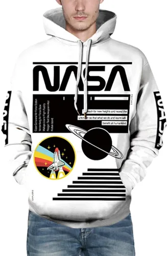 Vista 4 de FLYCHEN Sudadera con capucha unisex con estampado 3D de la NASA para hombre
