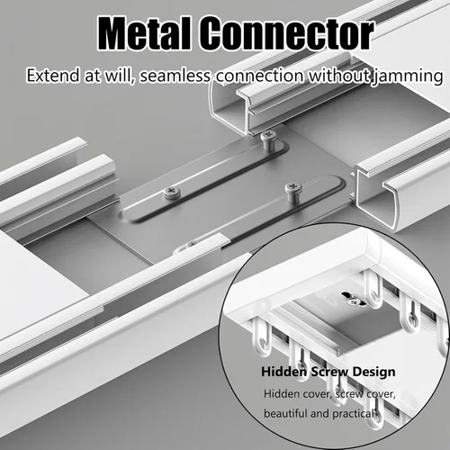 Vista 6 de Ceiling Curtain Track - Double Rails System, Silent Double Curtain Track Ceiling Mount, Heavy Duty Sliding Curtains Rail, Aluminum Alloy Drape