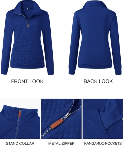 Vista 5 de BTFBM Sudadera moderna para mujer con patrón acolchado, ligera, con cremallera, de manga larga, sencilla e informal