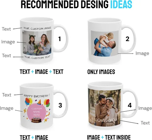 Vista 8 de Taza de café personalizada – Taza de cerámica personalizada con foto, texto o logotipo, taza de té Taza personalizada con imagen o mensaje Idea