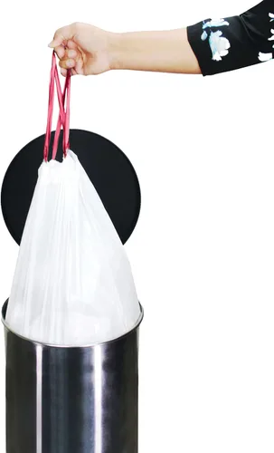 Vista 4 de Compatible con Code H – 200 bolsas de basura de plástico duraderas de ajuste personalizado con cordón – 30-35 litros/ 8-9 galones – Fabricado