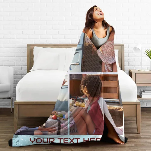 Vista 2 de Abybela Mantas personalizadas con fotos, mantas con fotos personalizadas con mis propias fotos, manta personalizada regalos para el día de la madre