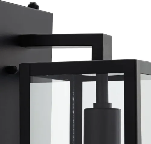 Vista 3 de John Timberland Titan - Juego de 2 lámparas de pared modernas para exteriores, marco rectangular negro místico del atardecer al amanecer, paneles