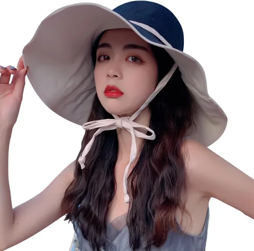 Vista 10 de HUAMULAN Sombrero de Sol de Verano de Ala Ancha para Mujeres con Borde Alambrado Sombrero Bucket de Playa y Pesca Reversible Plegable de Viaje