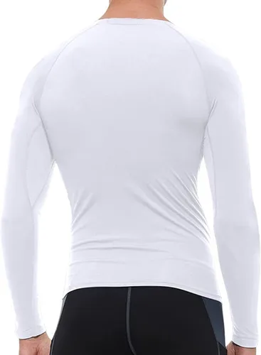 Vista 7 de Camisetas de compresión para hombre, manga larga, para entrenamiento, gimnasio, correr, camisetas deportivas frescas y secas