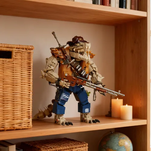 Vista 7 de Mov stone Cowboy - Juego de construcción de cocodrilo con cabeza articulada, compatible con Lego adultos, manos, pies y mandíbula, 1503 piezas