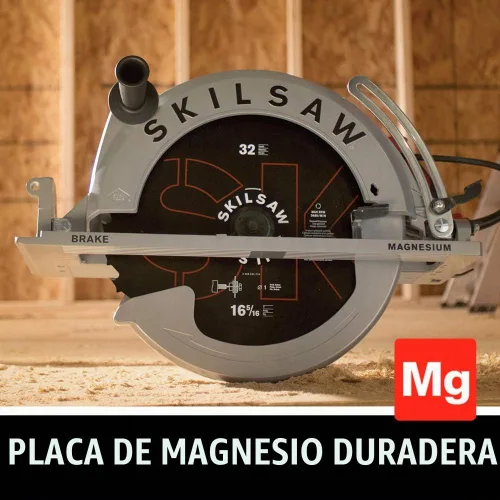 Vista 4 de Sierra circular ligera de accionamiento helicoidal de magnesio Skil de 16-5/16 pulgadas - SPT70V-11 Corta material grueso en una pasada, placa