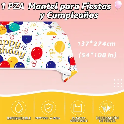 Vista 5 de Ryzovo - Decoración de cumpleaños con globos coloridos, platos de papel desechables, servilletas, mantel, para baby shower, arco iris, globos