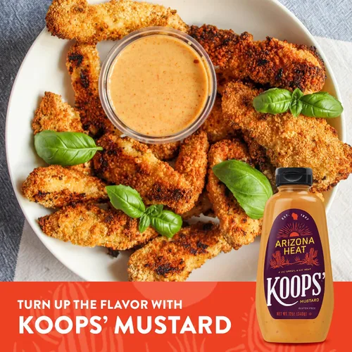 Vista 6 de Koops' Mostaza Arizona Heat - Mostaza dulce y picante, sin gluten, kosher, fabricada en Estados Unidos, a partir de semillas de mostaza de calidad