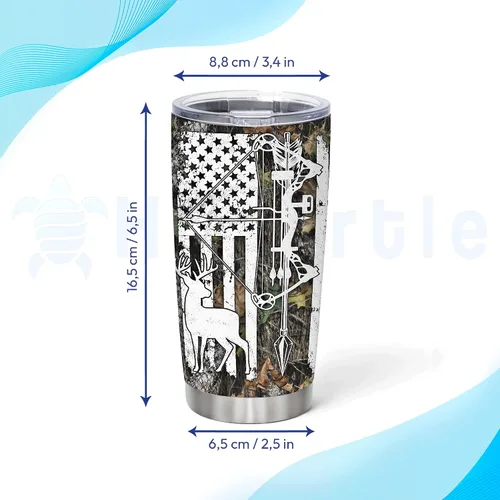 Vista 5 de Hyturtle Regalos de Caza Personalizados Para Hombres - Vaso Térmico de Caza de Ciervos con Camuflaje de 20 Oz para Café de Viaje de Acero Inoxidable