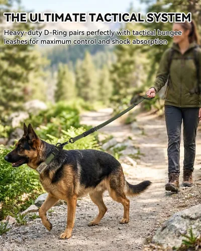 Vista 5 de Joytale Collar táctico para perro con asa, collar militar ajustable y resistente con 2 parches para entrenamiento, adecuado para perros medianos