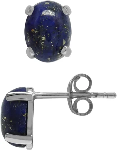Vista 9 de Silvershake Aretes de plata de ley 925 chapados en oro blanco o amarillo de 0.315 x 0.236 in con forma ovalada de piedra natal de piedra natal