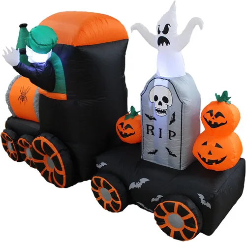 Vista 4 de 7 pies de largo Halloween esqueleto inflable en tren 2013 decoración para patio