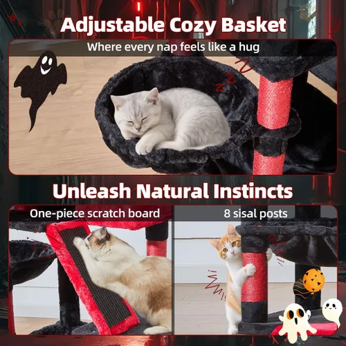 Vista 57 de Taoqimiao Árbol para gatos de 57.5 pulgadas, torre para gatos de interior para adultos, condominio extragrande para gatos, 8 postes rascadores