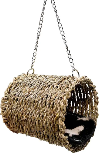 Vista 8 de Hamiledyi Hamster - Hamaca colgante de 3 piezas de madera para ratas, juego de columpios, accesorios para hámster sirio, planeador de azúcar