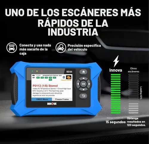 Vista 3 de Innova Escáner SD35 OBD2 – ABS, SRS, TPMS y lector de código de motor de verificación, datos en vivo, todos los diagnósticos del sistema, compatible