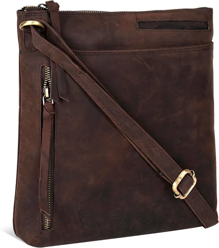 Vista 7 de Bolsos cruzados de cuero para mujer, bolsos de mano de moda para mujer, bolsos cruzados de tamaño mediano para mujer, regalo para ella, Marrón