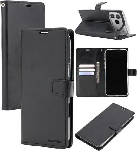 Vista 26 de GOOSPERY Funda Blue Moon para Galaxy S21 de 6.2 pulgadas (2021), soporte de piel sintética premium con soporte para tarjetas (negro)